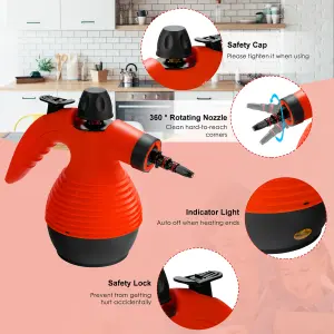 Costway Multipurpose Steam Cleaner Handheld Steamer W/ 9-piece Accessories for Home Car