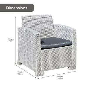 Marbella Rattan Effect Garden Armchair in Light Grey with Grey Cushion