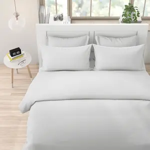 Cotton Solid Colour Duvet Cover with Pillowcases Silver / Single Duvet Cover + 1 Pillowcase