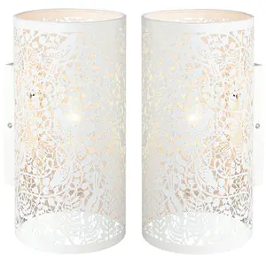 2 PACK Dimming LED Wall Light Pretty Ivory Birds Steel Shade Modern Lamp Fitting