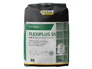 Everbuild TS711WE20 711 TileSet Flexiplus Tile Adhesive White 20kg EVBTS711WE20