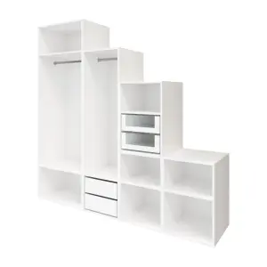 GoodHome Atomia Freestanding White Chipboard Wardrobe, clothing & shoes organiser (H)2250mm (W)750mm (D)580mm