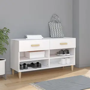 Berkfield Shoe Cabinet White 102x35x55 cm Engineered Wood