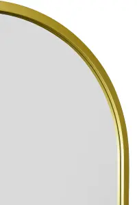 MirrorOutlet Arcus - Gold Metal Framed Arched Garden Wall Mirror 47" X 23.5" (120CM X 60CM)