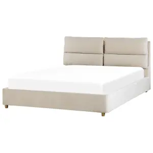 Velvet EU King Size Ottoman Bed Light Beige BATILLY