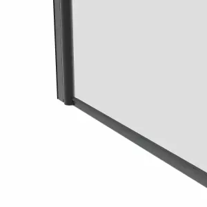 SunDaze 6mm Toughened Safety Glass Curved Pivot Shower Bath Screen with Towel Rail - 1400x800mm Black