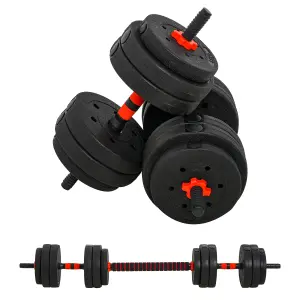 HOMCOM 25kg Adjustable 2 IN 1 Barbell Dumbbells Weight Set for Body Fitness