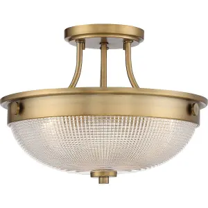 Elstead Mantle 2 Light Semi-Flush - Weathered Brass, E27