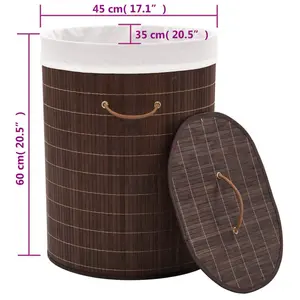 Laundry Hamper Dark Brown / Oval / 45 x 35 x 60 cm