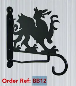 Welsh Dragon Feature Bracket - Steel Hanging Basket Holder - Steel - H33 cm