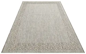 Beige Bordered Modern Easy To Clean Rug For Dining Room-160cm x 230cm