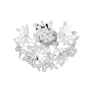 First Choice Lighting Set of 2 Flower Chrome Clear 3 Light Flush Ceiling Lights