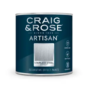 Craig & Rose Artisan Stainless Steel Silver effect Mid sheen Topcoat Special effect paint, 250ml