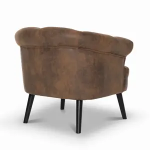 Faux Leather Suede Brown Sara Accent Chair