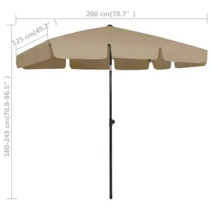 Berkfield Beach Umbrella Taupe 200x125 cm