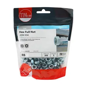 TIMCO Hex Full Nuts DIN934 Silver - M8