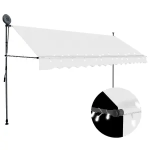 Berkfield Manual Retractable Awning with LED 400 cm Cream