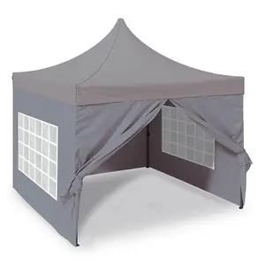 Silver Lined Pop Up 3x3m Gazebo Dark Grey