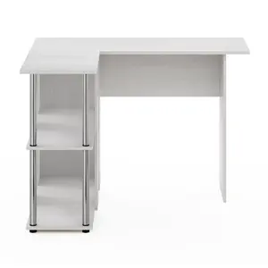 Angulo L-Shape Computer Desk White / White Oak