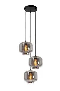 Lucide Medine Modern Pendant light 46cm - 3xE27 - Smoke Grey