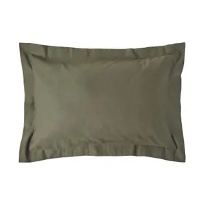 Homescapes Khaki Green Linen Oxford Pillowcase, King