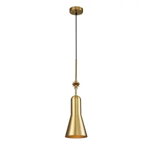 Luminosa Etoile Dome Pendant Ceiling Light, Aged Brass and Gold Leaf