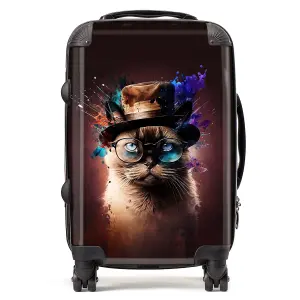 Siamese Cat Face Splashart Suitcase - Cabin