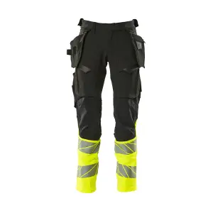 Mascot Accelerate Safe Trousers with Holster Pockets - Black/Hi-Vis Yellow   (36.5) (Leg Length - Regular)