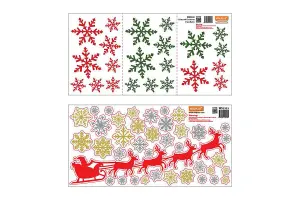 Santa's Sleigh and Colourful Snowflakes Stickers Xmas Wall DIY Art Home Decor