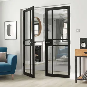 Urban Industrial City Black Clear Glass Internal Door