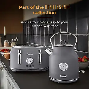 Tower Renaissance Kettle and 4 Slice Toaster Grey