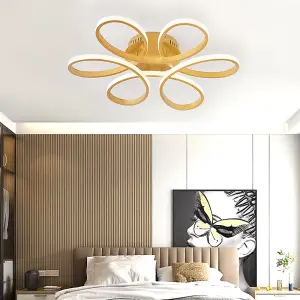 Gold Modern 1 Light Curved Shape Acrylic Flush Mount Integrated LED Ceiling Light Fixture Cool White 74cm