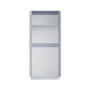 2 Door Mirrored Grey Gloss Double Wardrobe Scratch Resistant Bedroom Furniture