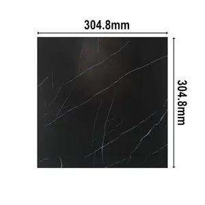 Matte Black 3.34m² Floor Tiles Self Adhesive Marble Effect PVC Flooring