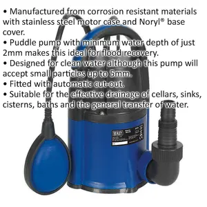 Automatic Low Level Submersible Water Pump for Efficient Drainage - 117L/Min - 230V