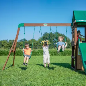 Backyard Discovery Lakewood Cedar Wooden Climbing Frame with 3 x Swings and 1 x Slide