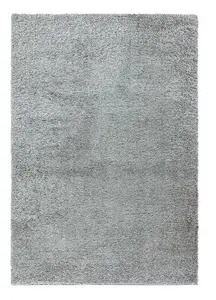 Silver Plain Luxurious Shaggy Modern Easy to Clean Rug for Living Room and Bedroom-200cm X 290cm