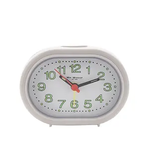 Analogue Quartz Movement / Crystal Alarm Tabletop Clock in White