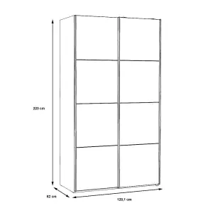 2 Door Sliding Wardrobe With Full Length Mirrored Door Matt White Frame