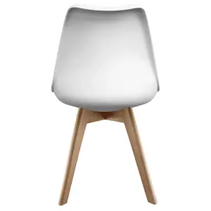 Soho White & Green Plastic Dining Chair with Squared Light Wood Legs