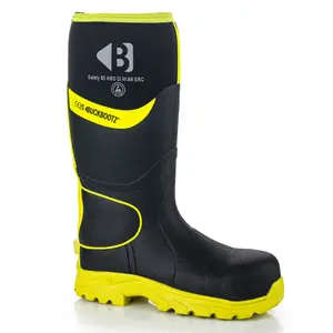 BBZ8000 Buckbootz S5 Black/Yellow 360 High Visibility Neoprene/Rubber Safety Wellington Boot with Ankle Protection, Size 03