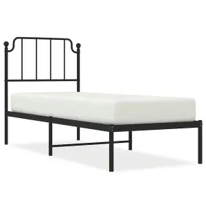 Berkfield Metal Bed Frame without Mattress with Headboard Black 80x200cm