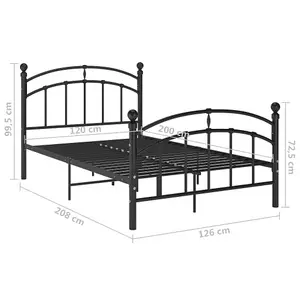 Berkfield Bed Frame Black Metal 120x200 cm