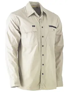 BISLEY WORKWEAR FLX & MOVE UTILITY WORK SHIRT  STONE 3XL