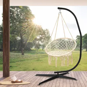 Costway Large Heavy Duty C-stand Hanging Swing Egg Chair Hammock Frame W/ X Base 150KG