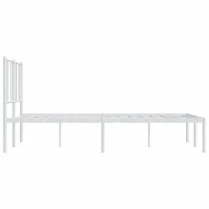 Berkfield Metal Bed Frame with Headboard White 120x190 cm 4FT Small Double