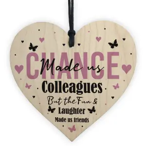 Novelty Chance Made Us Colleague Gift Hanging Wood Heart Birthday Christmas Gift