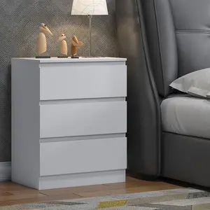 Carlton 3 Drawer Chest Of Drawers: 60cm Wide. Matt Finish. Scratch Resistant. Handleless Design. 14cm Deep Drawers Matte White