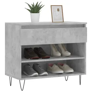 Berkfield Shoe Cabinet Concrete Grey 70x36x60 cm Engineered Wood