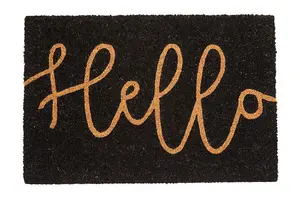 Maison by Premier Filta Hello Black Coir Doormat